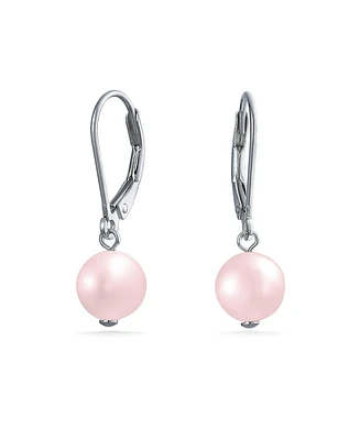 Bling Jewelry Classic Black White Pink Grey Round Freshwater Cultured Pearl Drop Dangle Bead Ball Earrings .925 Sterling Silver Lever back
