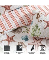 Linery & Co. Watercolor Sea Life Microfiber Quilt Set With Shams