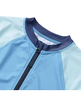 Lands' End Women's Girls Chlorine Resistant Long Sleeve Zip Front Rash Guard