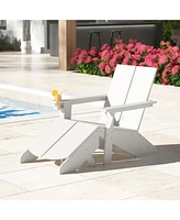 Outdoor Hdpe Modern Adirondack Chair with Folding Patio Ottoman and Cup Holder