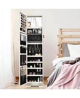 Rotatable 2-in-1 Lockable Jewelry Cabinet with Full-Length Mirror