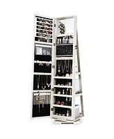 Rotatable 2-in-1 Lockable Jewelry Cabinet with Full-Length Mirror