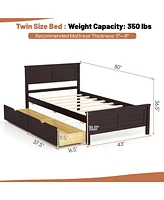 Twin Bed Frame with Storage Drawers