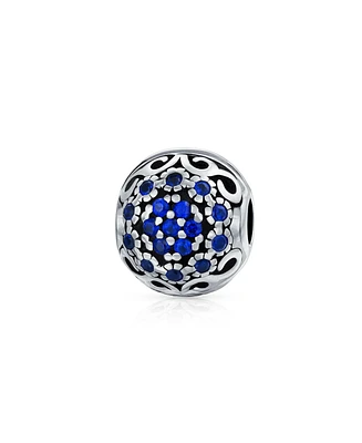 Bling Jewelry Simulated Sapphire Blue Crystal Bead Charm European Bracelet