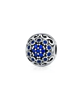 Bling Jewelry Simulated Sapphire Blue Crystal Bead Charm European Bracelet