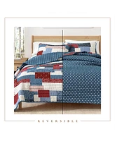 Linery & Co. All Season 3 Piece Americana Stitched Quilt Set with Shams