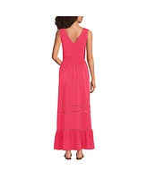 Lands' End Women's Cotton Modal Embellished Trim Maxi Dress