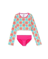 Lands' End Girls Long Sleeve Top Bikini Set Swimsuit
