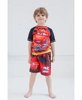 Cars Toddler Boys Disney Pixar Lightning McQueen Rash Guard and Swim Trunks Outfit Set