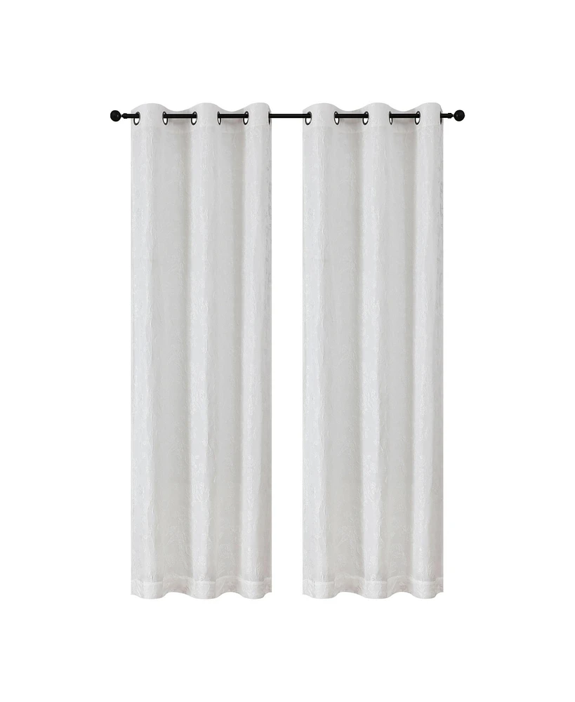 Kate Aurora 2 Piece Maxie Floral Grommet Top Window Curtain Panels - 84 in. Long