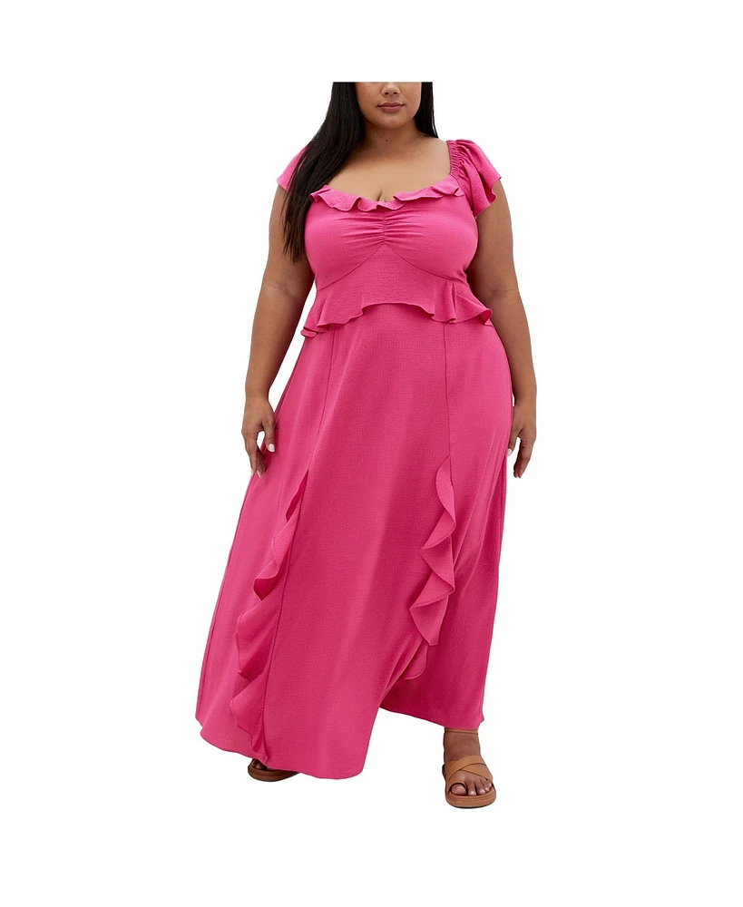City Chic Plus Fee Frill Maxi Dress