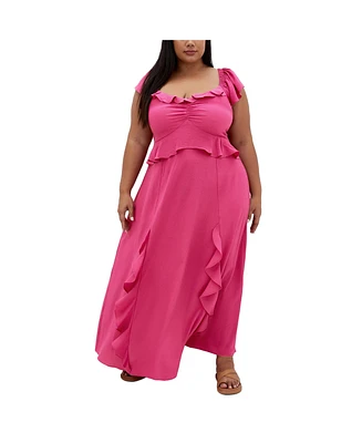 City Chic Plus Fee Frill Maxi Dress