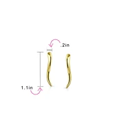 Bling Jewelry Minimalist Geometric Linear Wave Ear Pin Crawlers Climbers Earrings Yellow Gold Plated .925 Sterling Silver