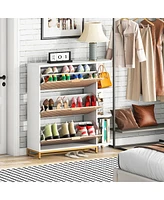 Tribesigns Modern Shoe Cabinet with 3 Flip Drawers & Shelves, Wood Shoe Storage Cabinet Slim, Narrow Hidden Shoe Rack Freestanding Shoe Organizer for