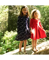 Mightly Toddler Girls Fair Trade Organic Cotton Long Sleeve Drop Waist Dress