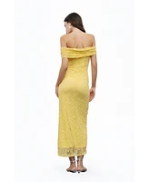 Nocturne Women's Off-The-Shoulder Lace Detailed Maxi Dress