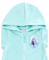 Frozen Toddler Girls Disney Loop Terry Cloth Hooded Zip Up Swim Cover