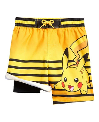 Pokemon Boys Pikachu Compression Upf 50+ Swim Trunks Bathing Suit