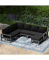 7-Piece Outdoor Modular L-Shaped Corner Patio Sectional Sofa Set