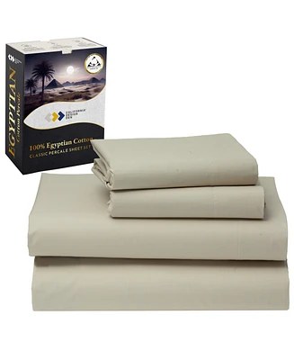 Certified Luxury King Bed Sheets Set - 100% Egyptian Cotton, Classic Percale King, Deep Pockets, Cool and Durable Bedding