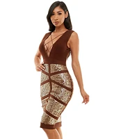 Bebe Women's Sequin Bandage Strappy Midi Dress