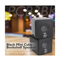 Pyle 4" 200W Mini Cube Bookshelf Speakers - Black (Pair) - PCB4BK