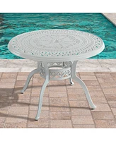 40 Inches Outdoor Dining Table with Umbrella Hole Cast Aluminium Patio Dining Table Outdoor Round Dining Table, Bronze