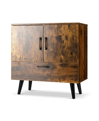 Mid Century Storage Cabinet with 2 Doors and 1 Pull-out Drawer