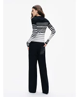 Nocturne Women's Striped Crocheted Knitted Sweater