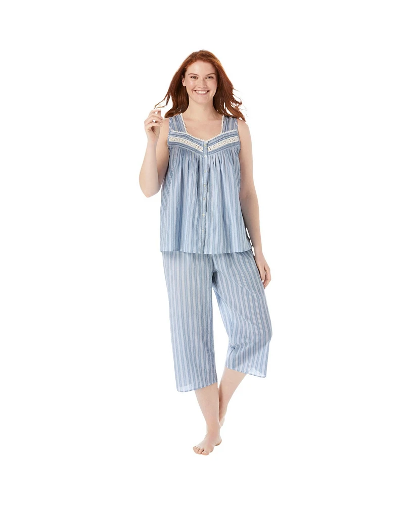 Only Necessities Plus Sleeveless Pj Capri Set