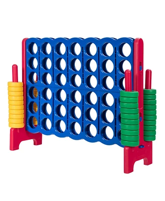 Gymax Jumbo 4-to-Score Game Set Giant 4 in A Row Kids Adults w/ 42 Jumbo Rings