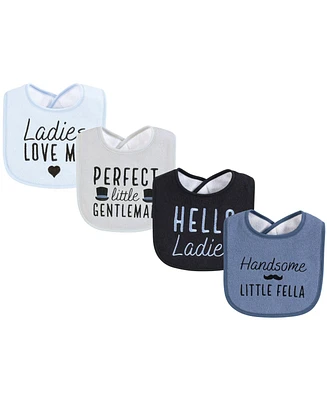 Hudson Baby Infant Boy Cotton Terry Drooler Bibs with Fiber Filling, Handsome Fella, One Size
