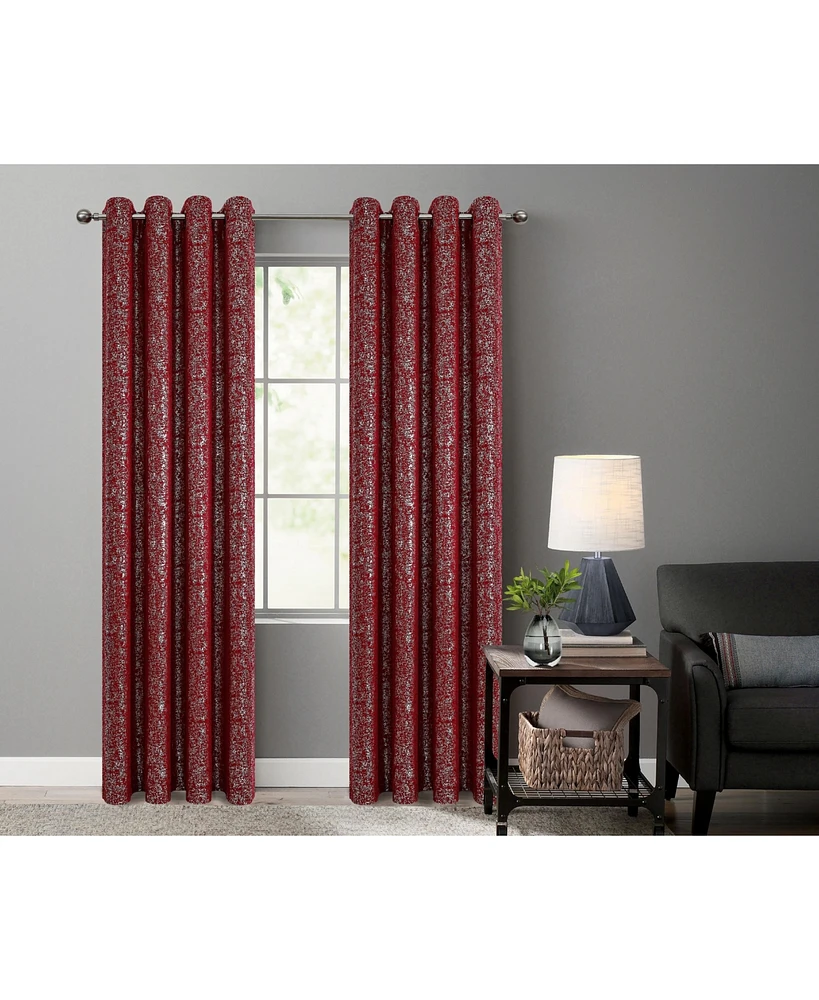 Kate Aurora 2 Piece Grommet Top Moroccan Sparkly Burgundy Light Reducing Window Curtain Panels