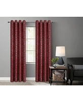 Kate Aurora 2 Piece Grommet Top Moroccan Sparkly Burgundy Light Reducing Window Curtain Panels