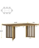 Tribesigns 63-inch Rectangular Dining Table for 4-6, Farmhouse Kitchen Dinner Eating Table with Slatted Base, Wood Dining Room Furniture for Home, Rus