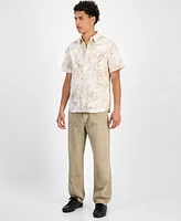 Guess Men's Embro Printed Short-Sleeve Button Shirt