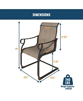 Light Taupe Textilene Metal Patio Outdoor Dining Chair Set of 2