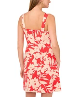 Vince Camuto Women's Linen-Blend Sleeveless Floral A-Line Dress