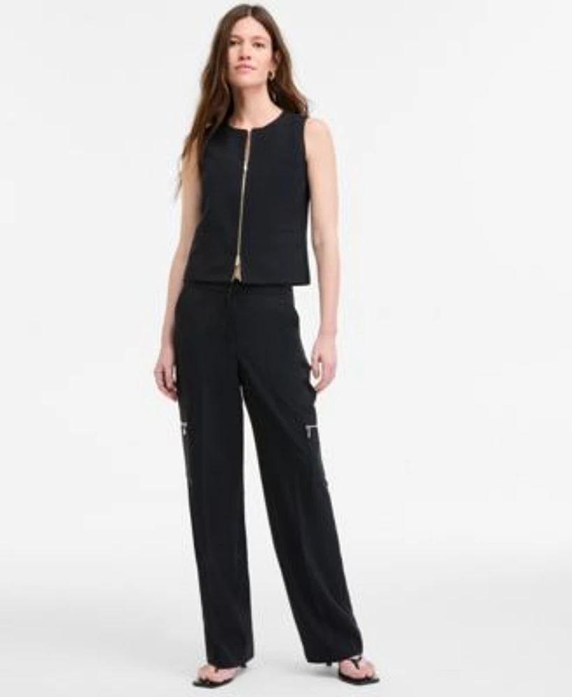 Bar Iii Womens Zip Front Vest Cargo Pants Exclusively At Macys