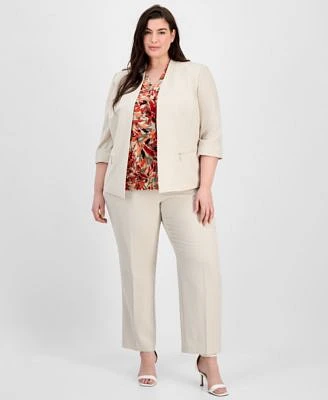 Kasper Plus Size Jacket Printed Top Pants