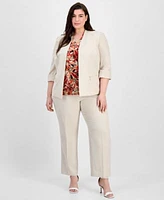 Kasper Plus Size Jacket Printed Top Pants