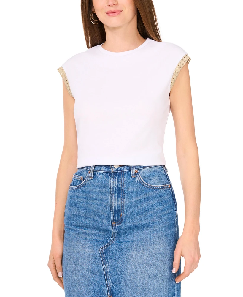 Vince Camuto Women's Crochet-Trim Top