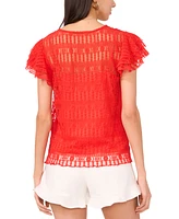 Vince Camuto Women's Lace Ruffle-Sleeve Top