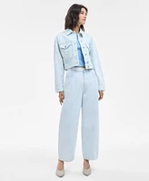 Hugo Women's Cotton Relaxed-Fit Cropped Denim Jacket