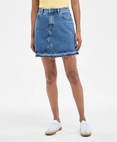 Hugo Women's Cotton Frayed Denim Miniskirt