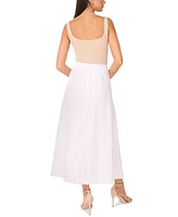 Vince Camuto Women's A-Line Linen-Blend Midi Skirt