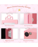 3-in-1 Freestanding Kids Jewelry Cabinet Armoire with Full Length Mirror