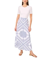 Vince Camuto Women's Linen-Blend A-Line Printed Maxi Skirt