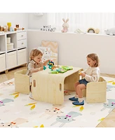 3 Pieces Kids Wooden Table and Chair Set