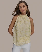 Donna Karan New York Women's Sequin Embellished Sleeveless Halter Top